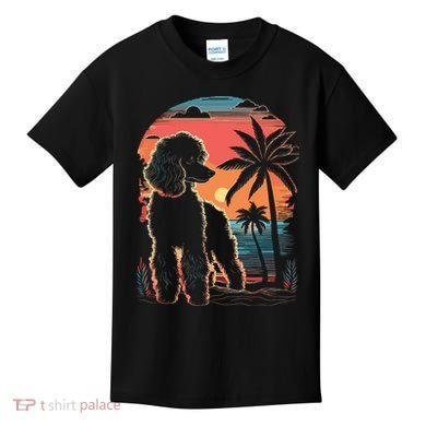 Poodle 80s Sunset Vintage Retro Style Kids T-Shirt