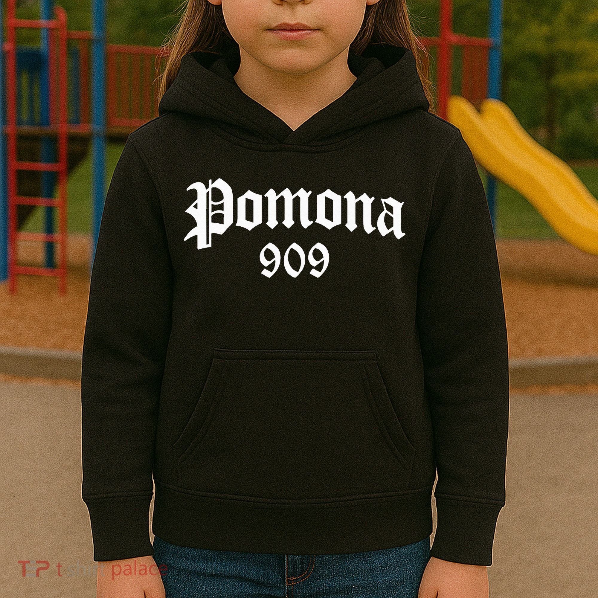 Pomona 909 Area Code Og Chicano Pride Mexican Tattoo Biker Kids Hoodie