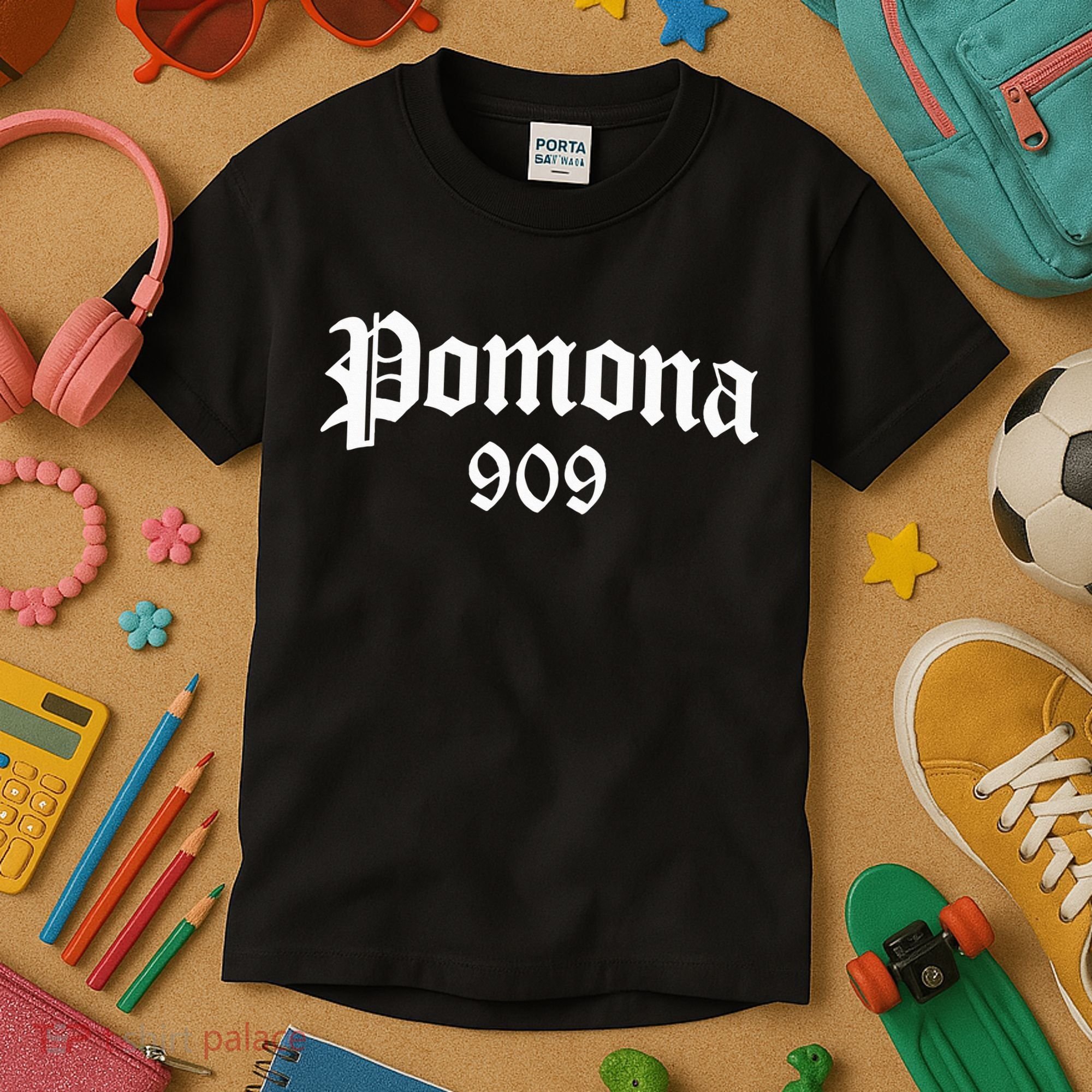 Pomona 909 Area Code Og Chicano Pride Mexican Tattoo Biker Kids T-Shirt