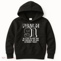 Psalm 91 Christian Bible Verse God Is My Refuge Psalm 91 Kids Hoodie thumb 0