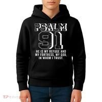 Psalm 91 Christian Bible Verse God Is My Refuge Psalm 91 Kids Hoodie thumb 4