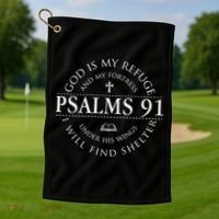 Psalm 91 My Refuge And My Fortress Golf Towel thumb 1
