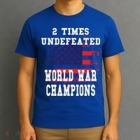 Patriotic American 2 Times Undefeated World War Champs Gift T-Shirt thumb 3