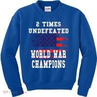 Patriotic American 2 Times Undefeated World War Champs Gift Kids Sweatshirt thumb 0