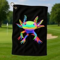 Pop Art Axolotl funny animals lover Golf Towel thumb 1