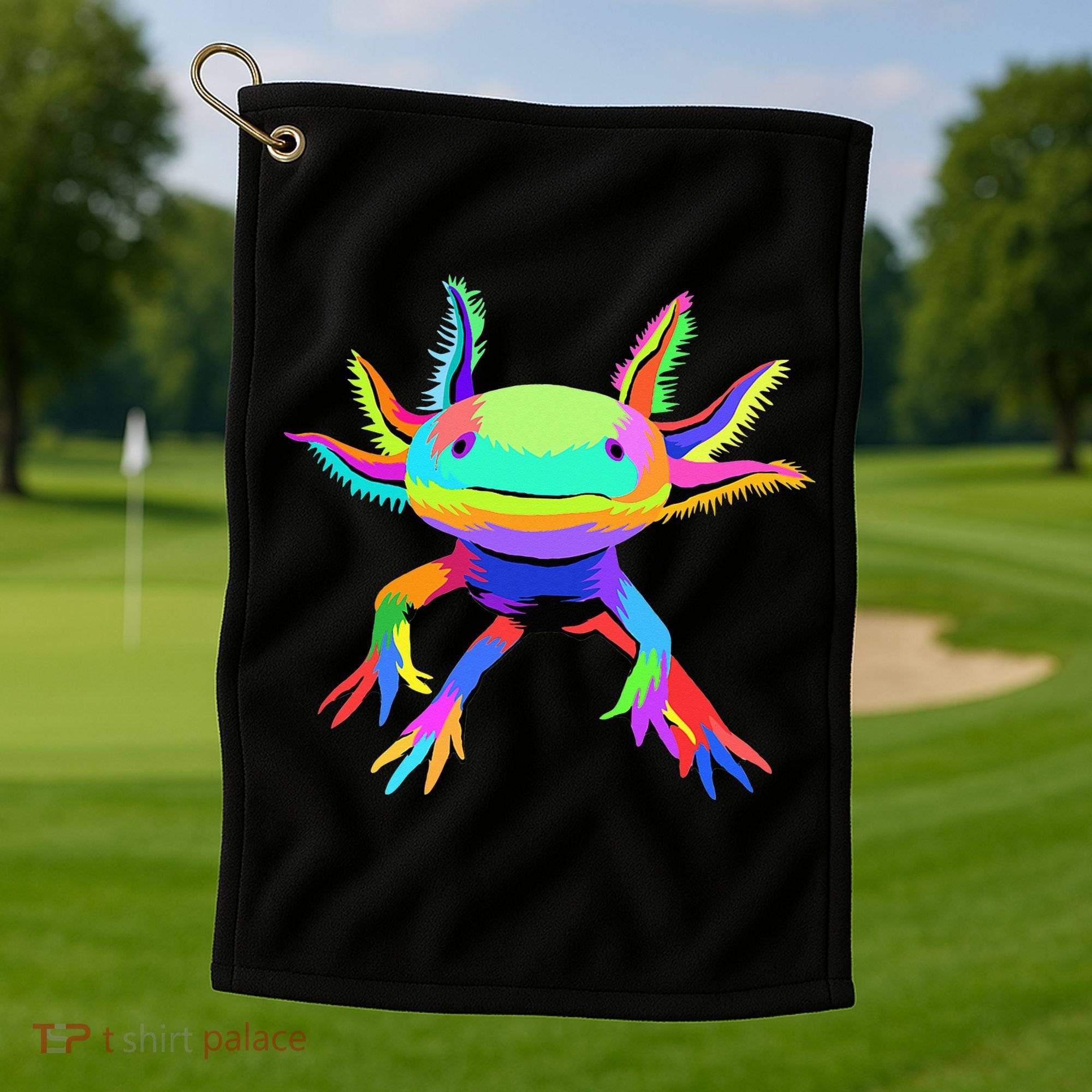 Pop Art Axolotl funny animals lover Golf Towel