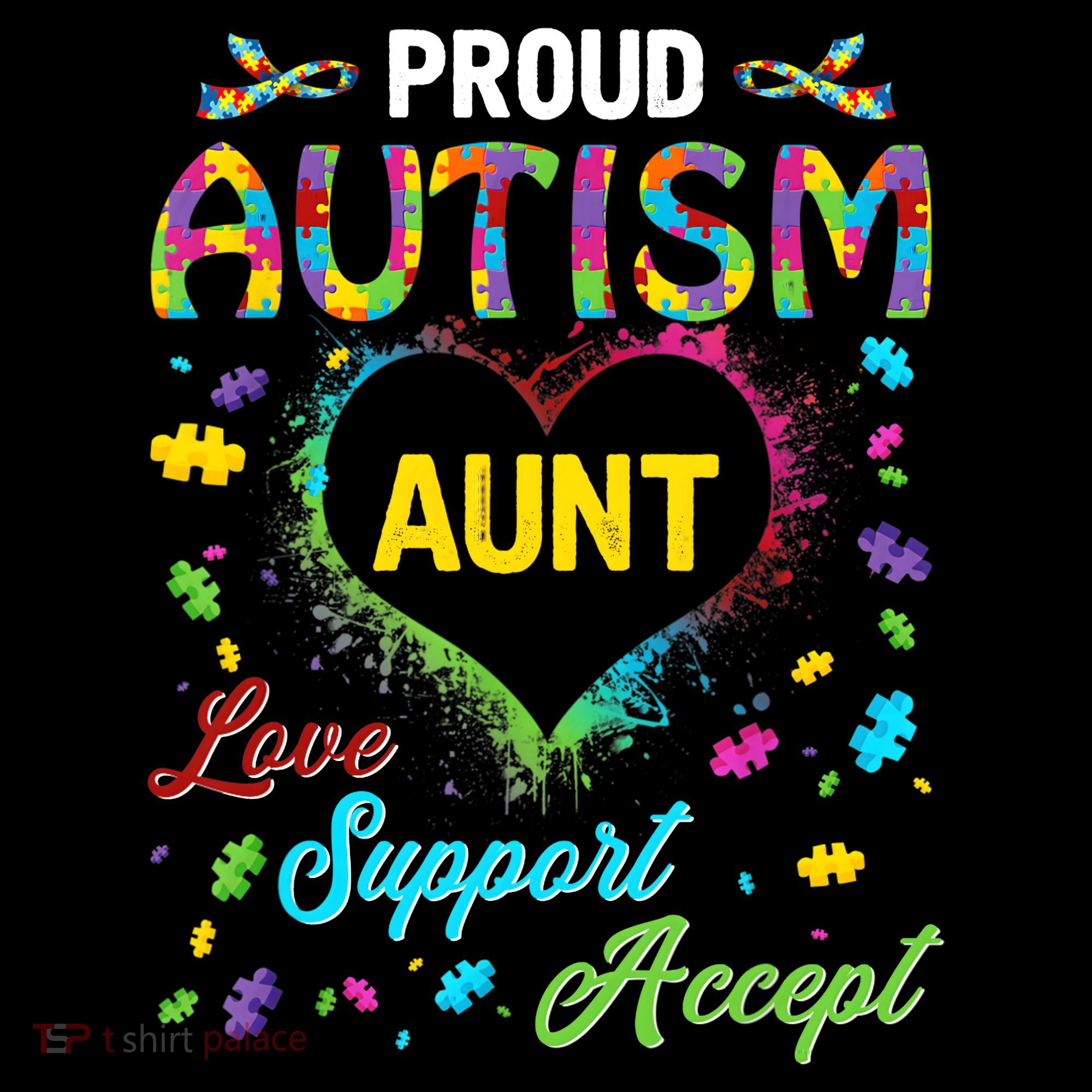 Proud Autism Aunt Love Support Accept Help Awareness Flexfit Unipanel Trucker Cap