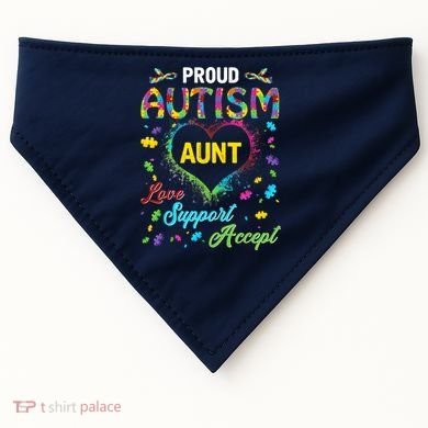 Proud Autism Aunt Love Support Accept Help Awareness USA-Made Doggie Bandana