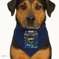 Proud Autism Aunt Love Support Accept Help Awareness USA-Made Doggie Bandana thumb 1