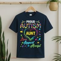 Proud Autism Aunt Love Support Accept Help Awareness T-Shirt thumb 2