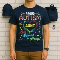 Proud Autism Aunt Love Support Accept Help Awareness T-Shirt thumb 6
