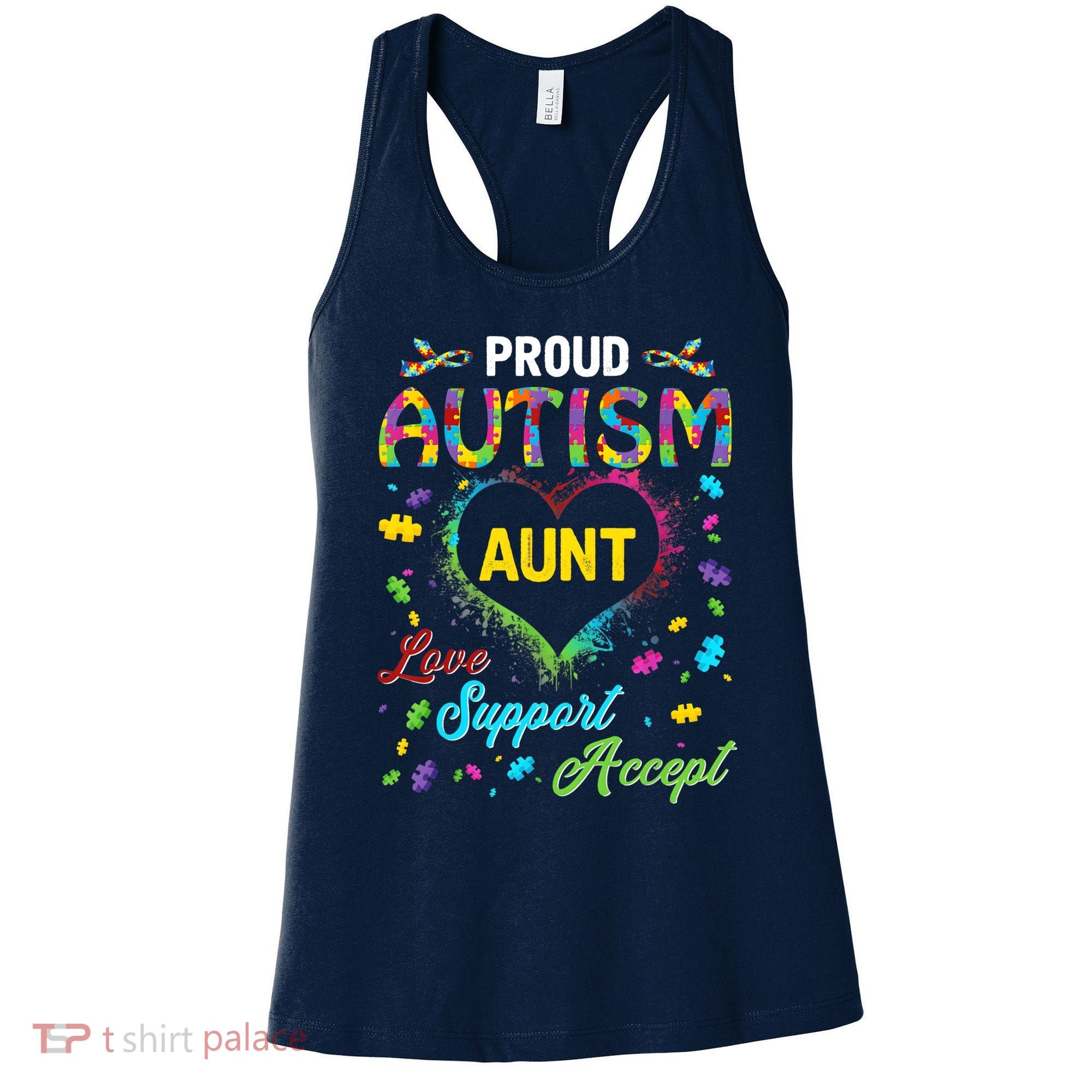 Proud Autism Aunt Love Support Accept Help Awareness Women's Tank Top
