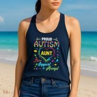 Proud Autism Aunt Love Support Accept Help Awareness Women's Tank Top thumb 2