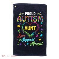 Proud Autism Aunt Love Support Accept Help Awareness Golf Towel thumb 0