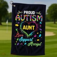 Proud Autism Aunt Love Support Accept Help Awareness Golf Towel thumb 1