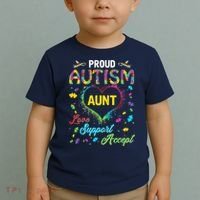 Proud Autism Aunt Love Support Accept Help Awareness Toddler T-Shirt thumb 2