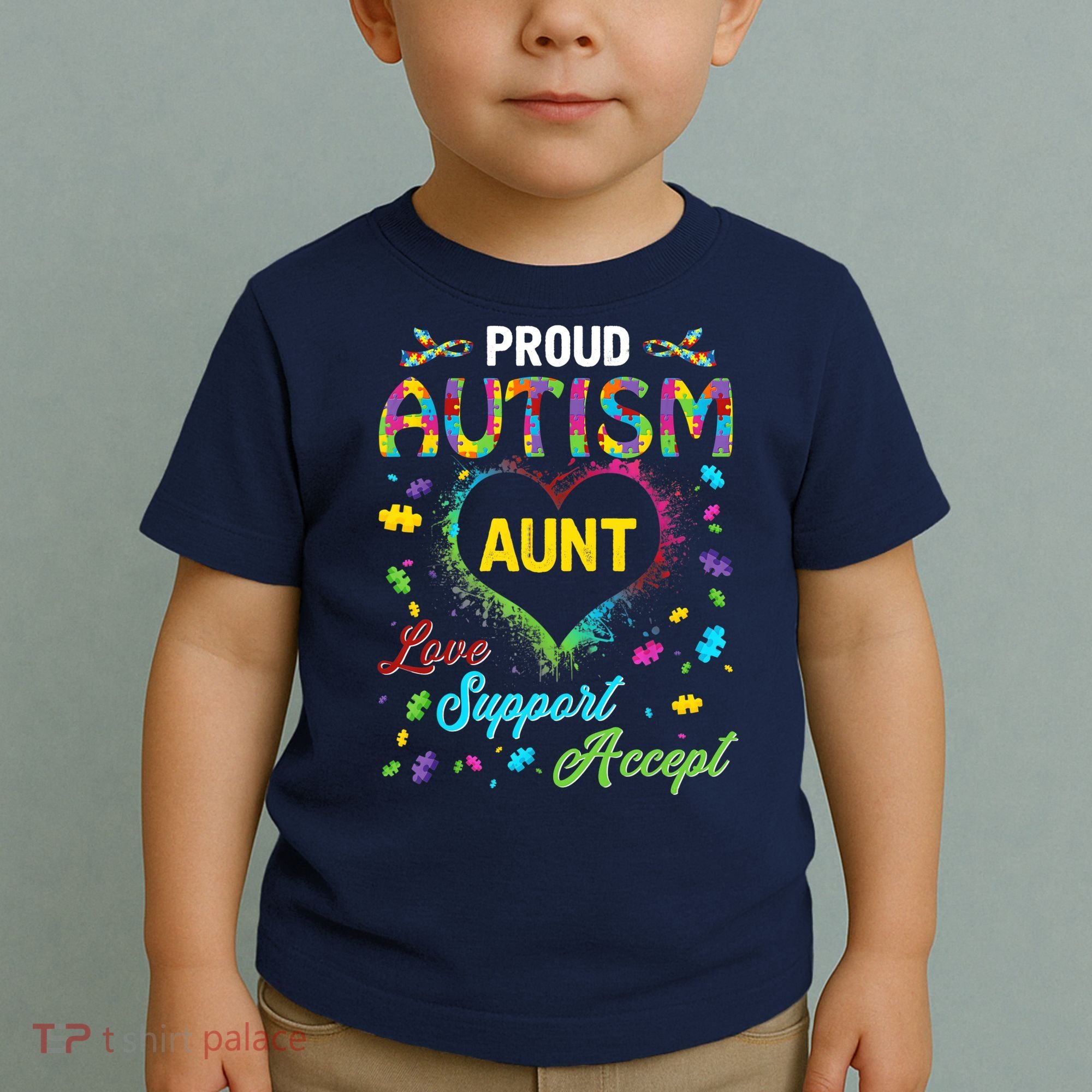 Proud Autism Aunt Love Support Accept Help Awareness Toddler T-Shirt