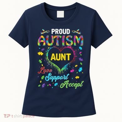 Proud Autism Aunt Love Support Accept Help Awareness Women's T-Shirt