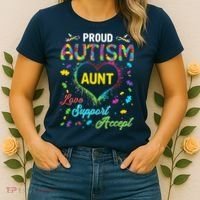 Proud Autism Aunt Love Support Accept Help Awareness Women's T-Shirt thumb 2