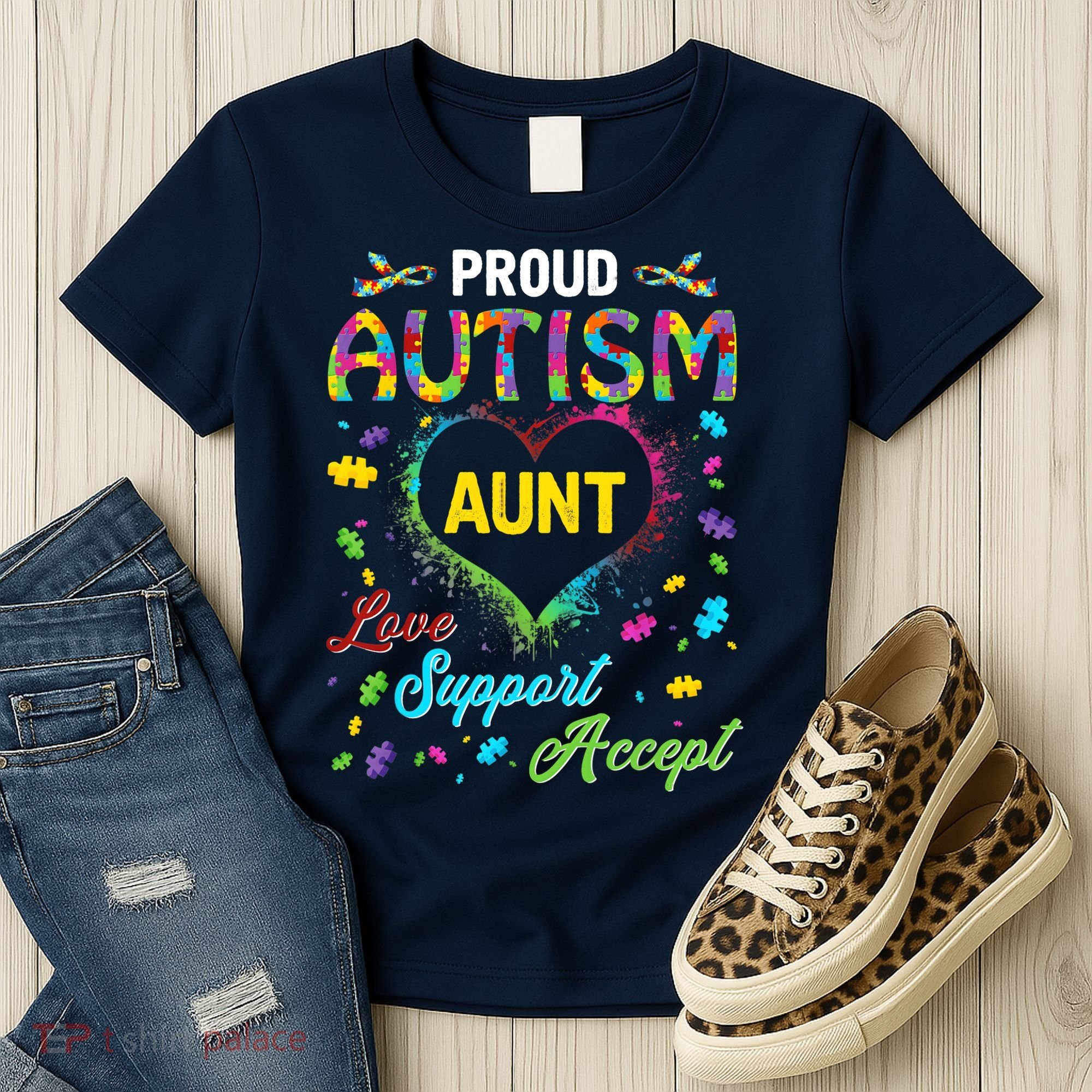 Proud Autism Aunt Love Support Accept Help Awareness Women's T-Shirt