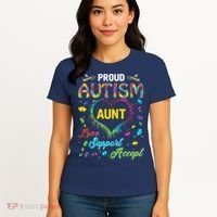 Proud Autism Aunt Love Support Accept Help Awareness Women's T-Shirt thumb 4