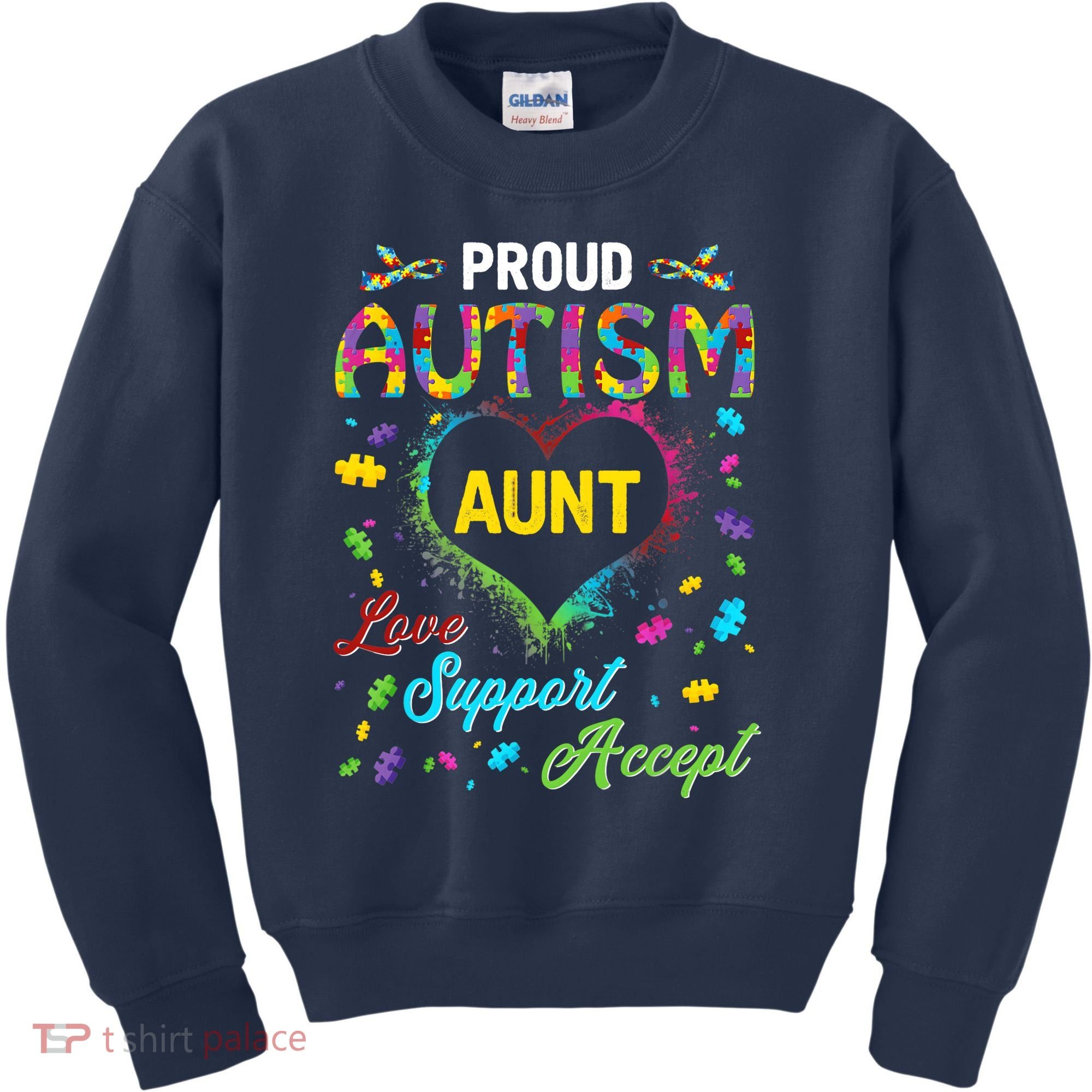 Proud Autism Aunt Love Support Accept Help Awareness Kids Sweatshirt
