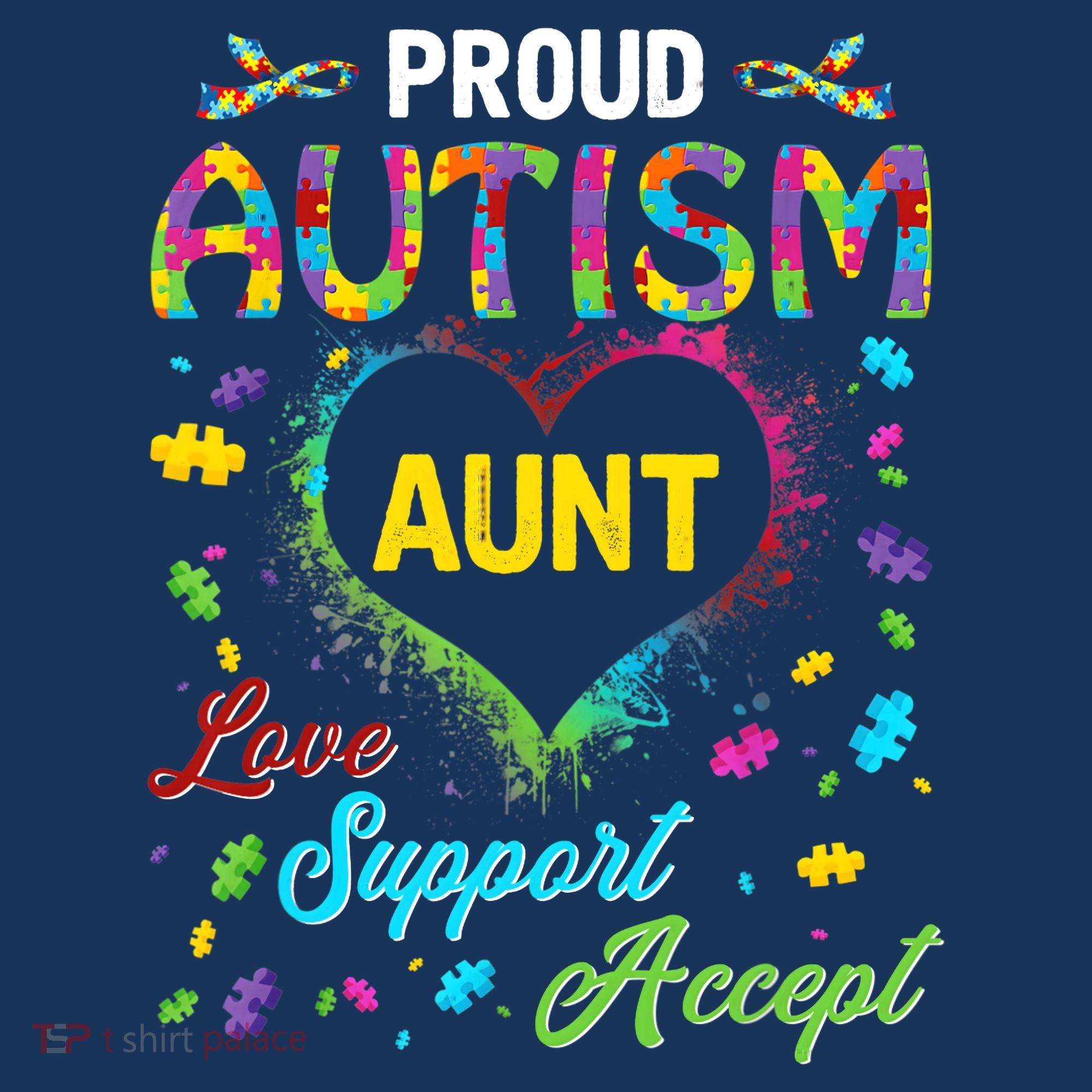 Proud Autism Aunt Love Support Accept Help Awareness Kids Sweatshirt