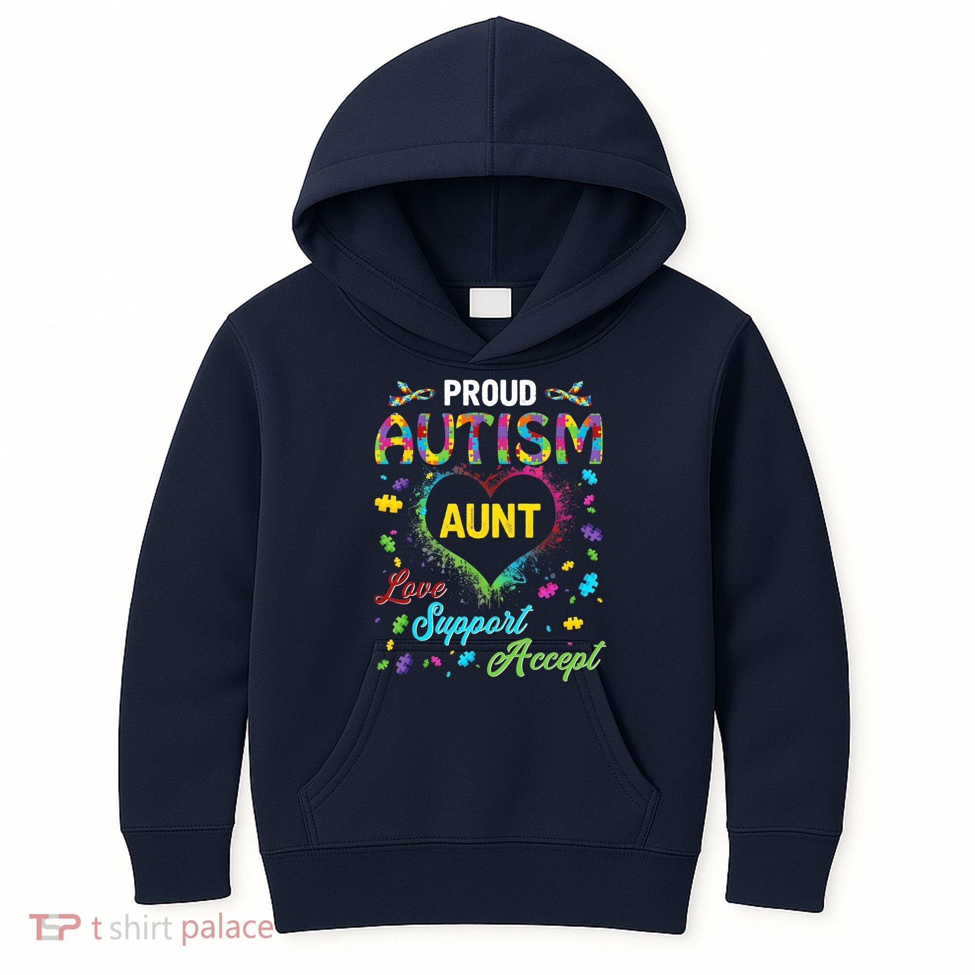 Proud Autism Aunt Love Support Accept Help Awareness Kids Hoodie