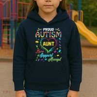 Proud Autism Aunt Love Support Accept Help Awareness Kids Hoodie thumb 3