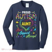 Proud Autism Aunt Love Support Accept Help Awareness Kids Long Sleeve Shirt thumb 0