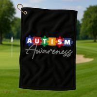 Puzzle Autism Awareness Month Gift Golf Towel thumb 1