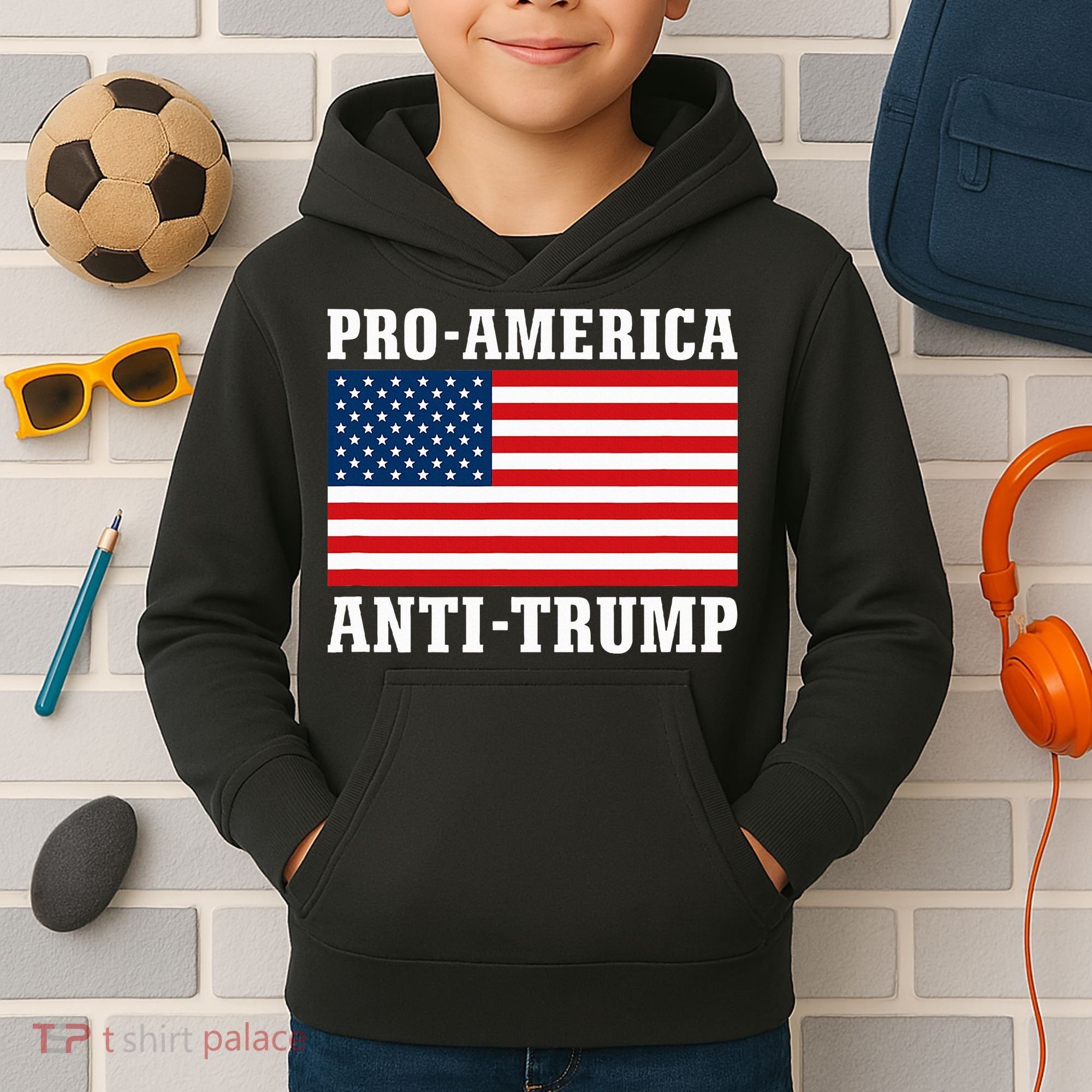 Pro America Anti Trump Kids Hoodie