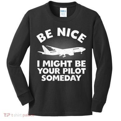 Pilot Aviation Airplane Pilot Kids Long Sleeve Shirt