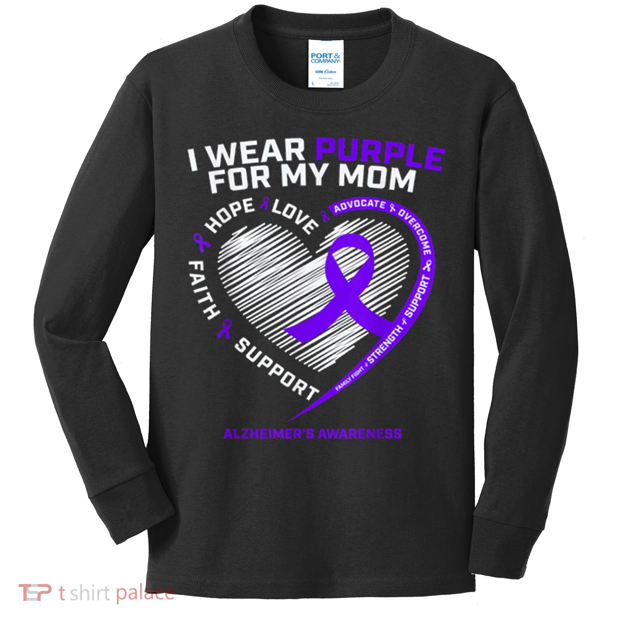 Purple Alzheimers Awareness Products Mom Gifts Kids Long Sleeve Shirt