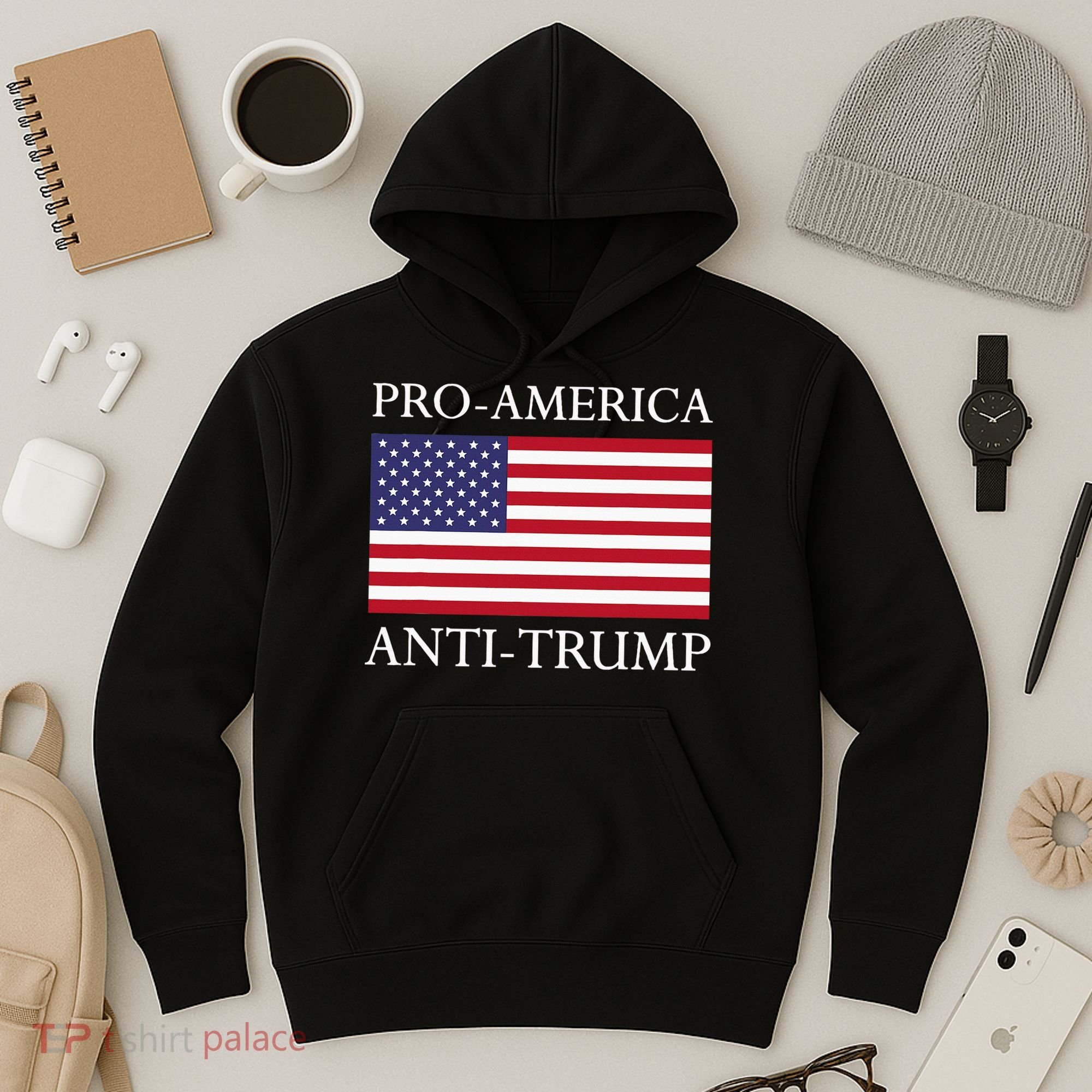 Proamerica Antitrump American Usa Flag Resist Hoodie