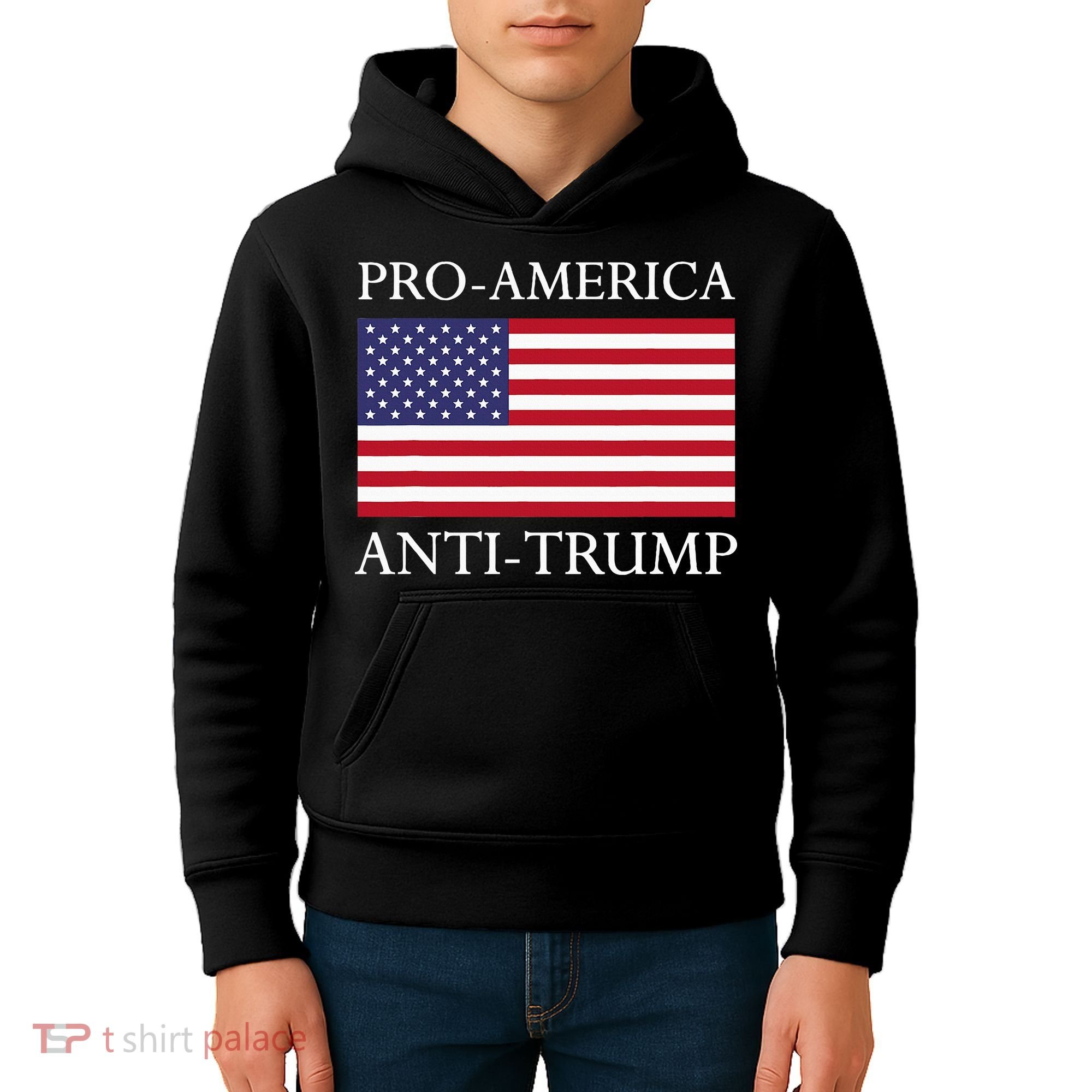 Proamerica Antitrump American Usa Flag Resist Kids Hoodie