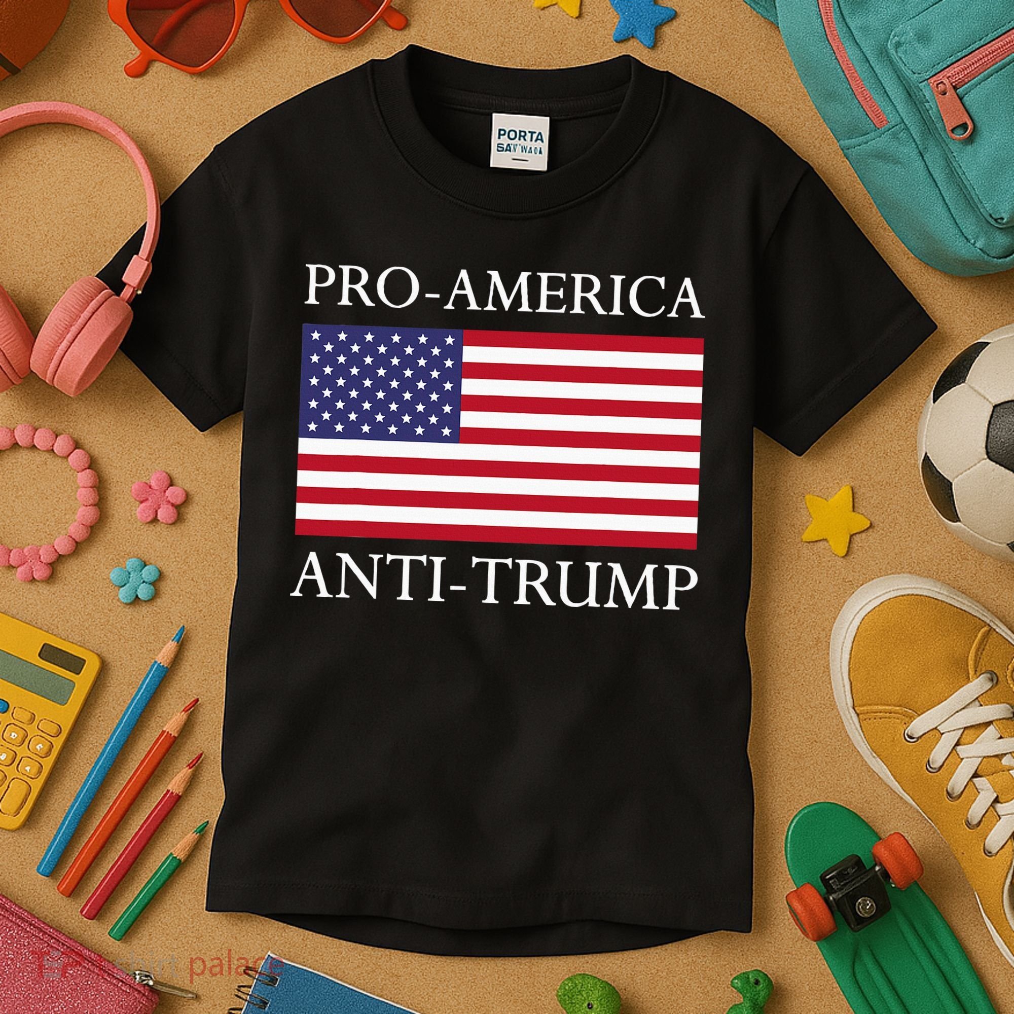 Proamerica Antitrump American Usa Flag Resist Kids T-Shirt