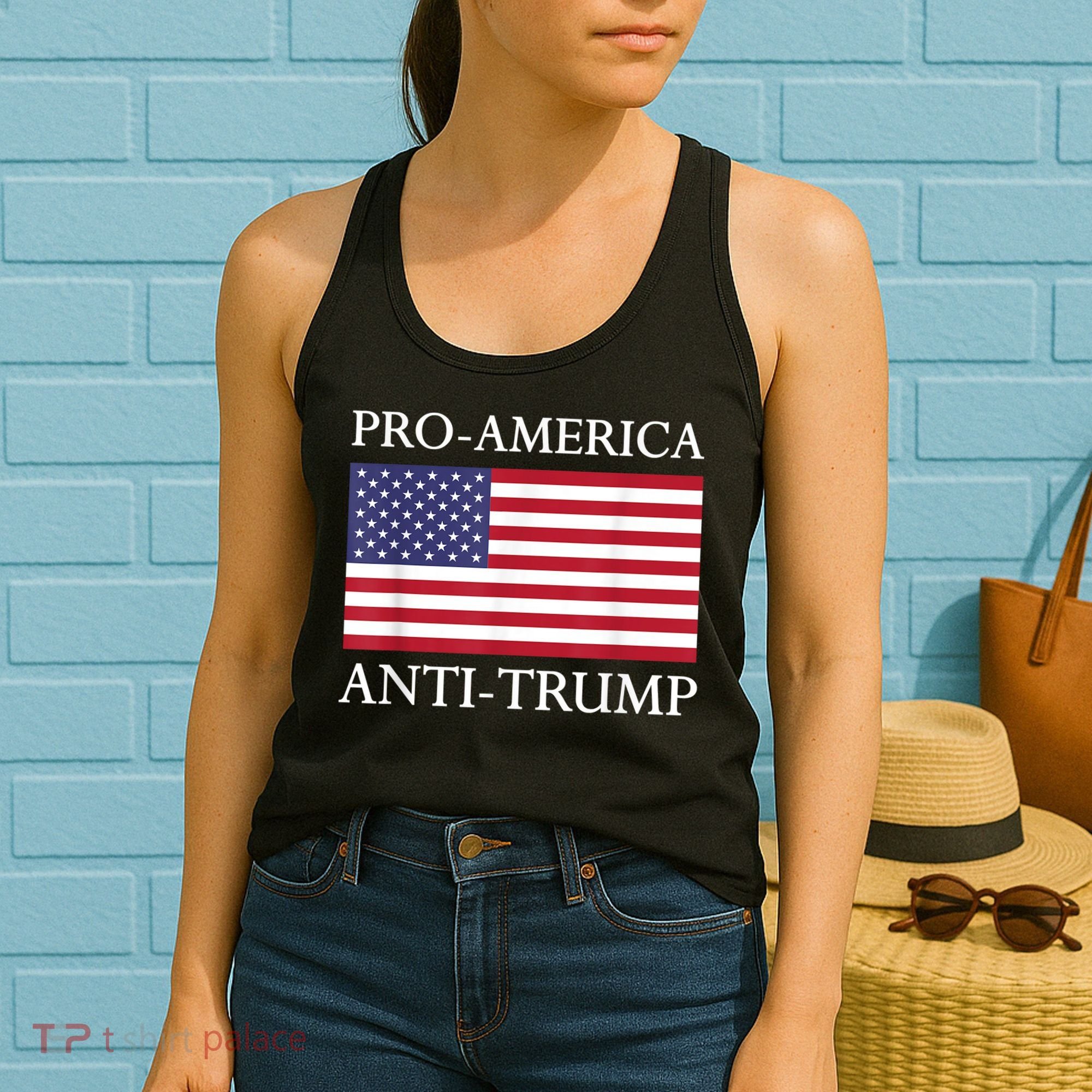 Pro America Anti Trump American Usa Flag Resist Women's Tank Top