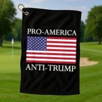 Pro America Anti Trump American Usa Flag Resist Golf Towel thumb 1