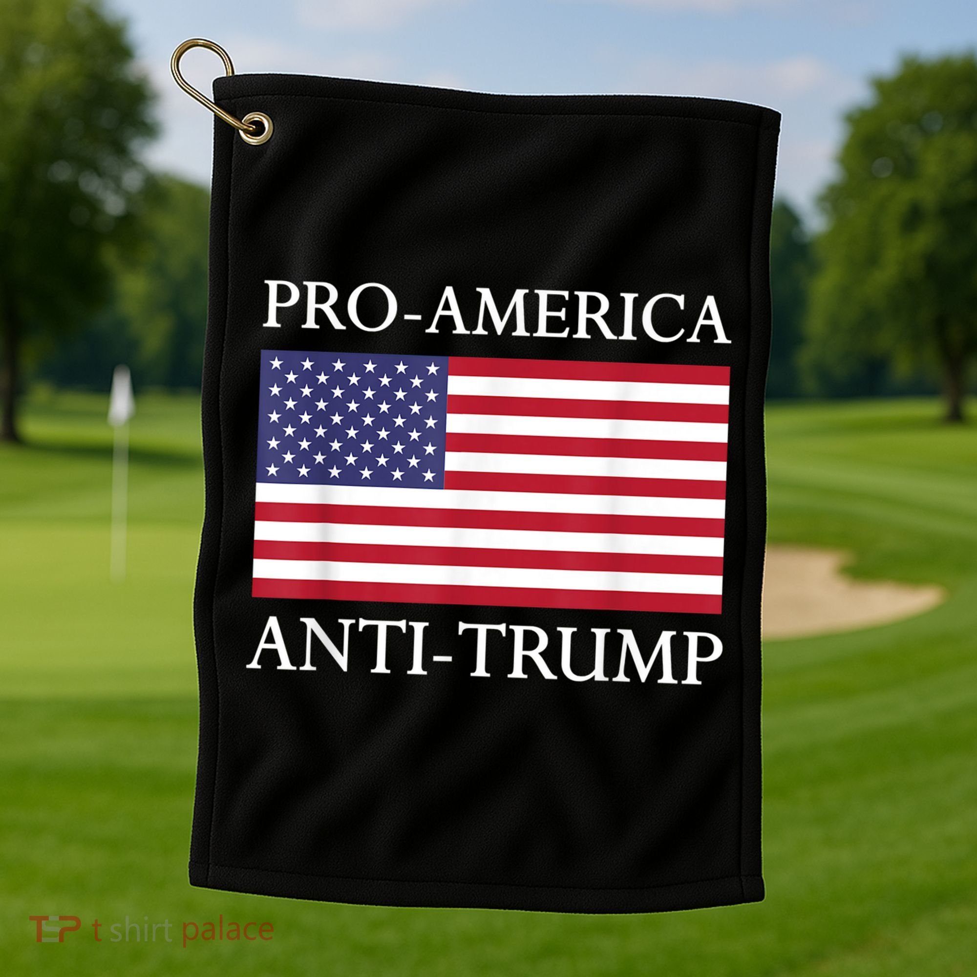 Pro America Anti Trump American Usa Flag Resist Golf Towel