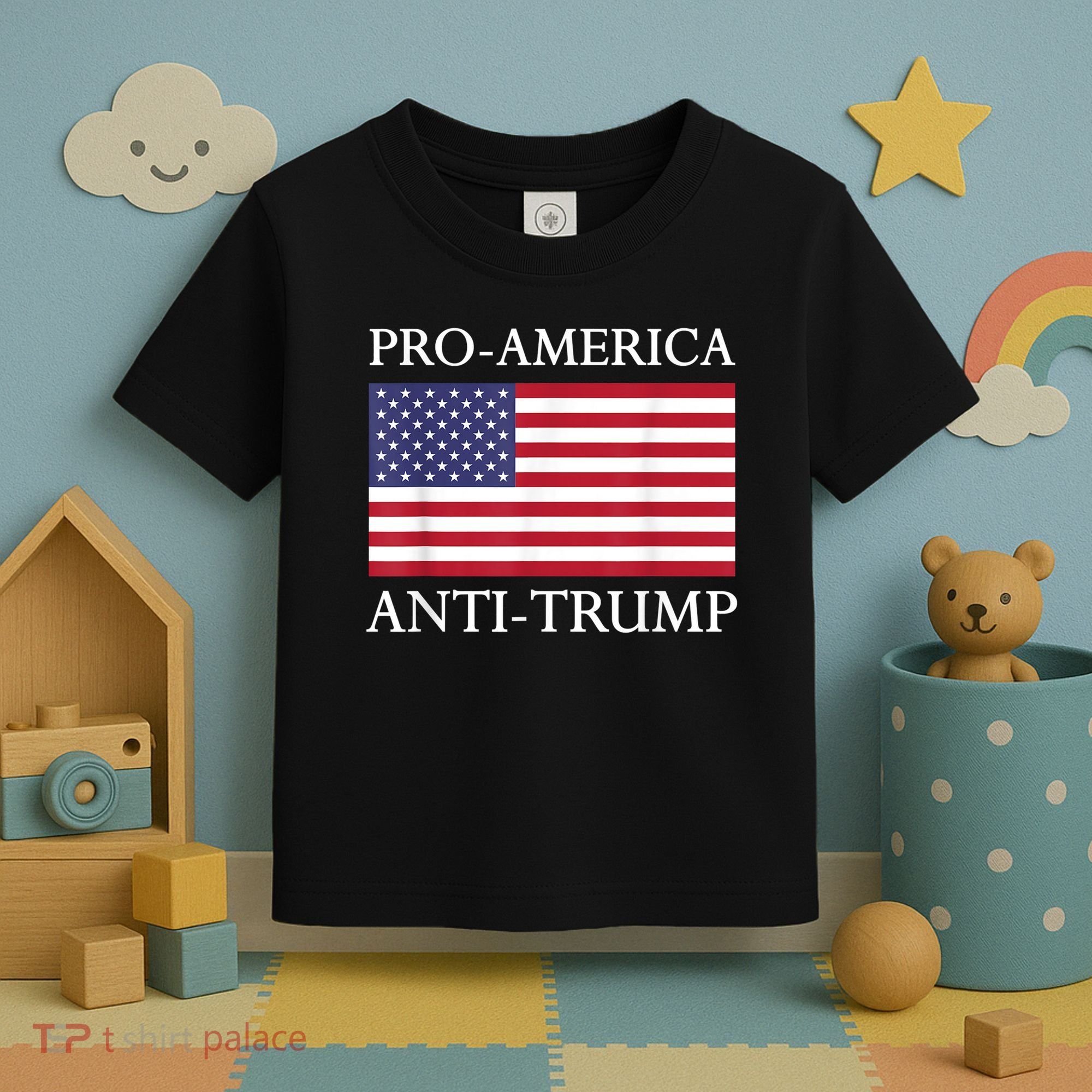 Pro America Anti Trump American Usa Flag Resist Toddler T-Shirt