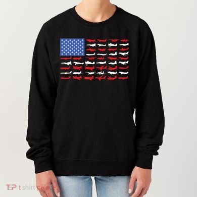 Pilot Airplane American Flag Plane Aviation Gift Women's Sweatshirt