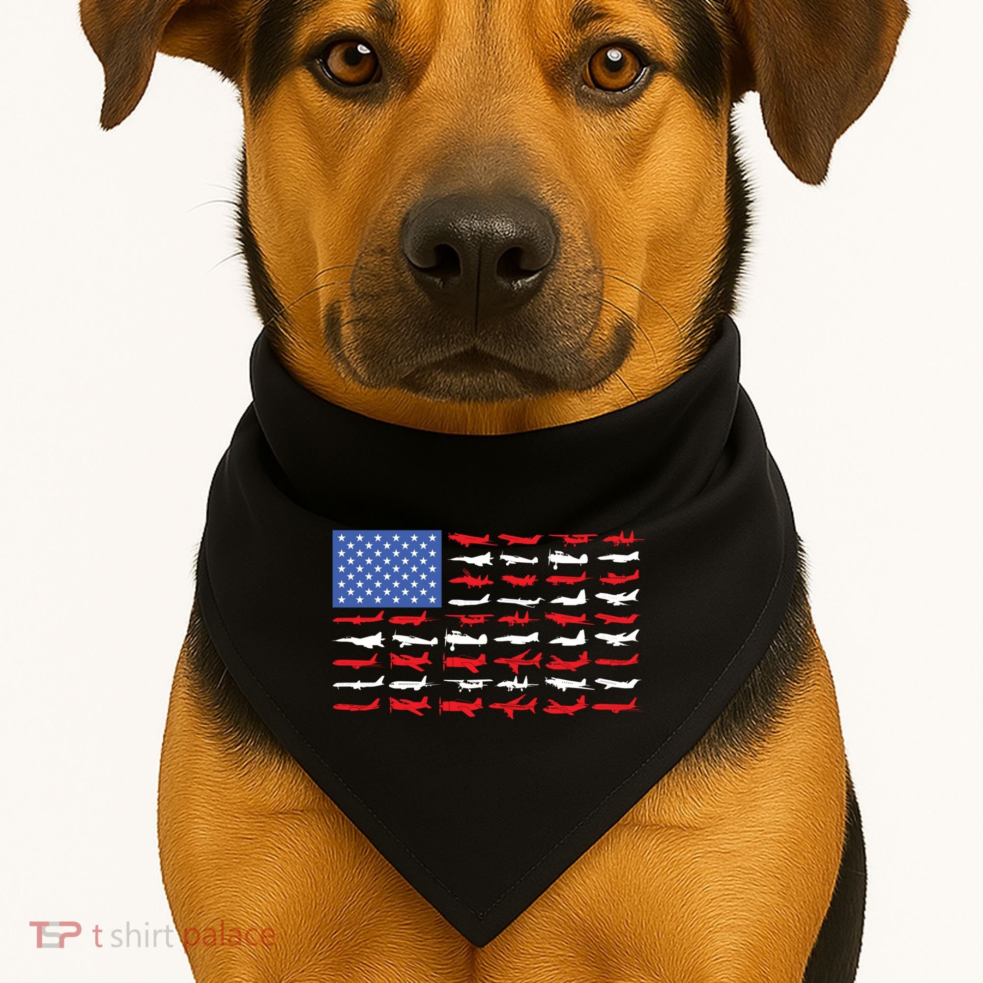 Pilot Airplane American Flag Plane Aviation Gift USA-Made Doggie Bandana