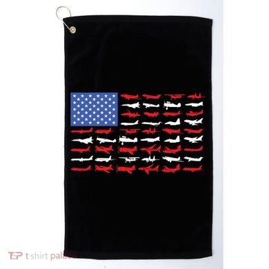 Pilot Airplane American Flag Plane Aviation Gift Golf Towel