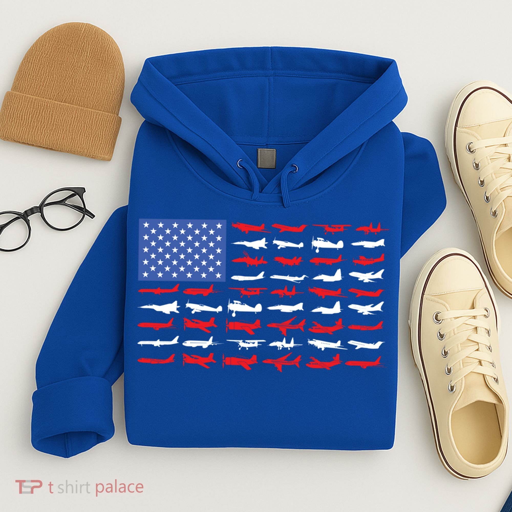Pilot Airplane American Flag Plane Aviation Gift Hoodie