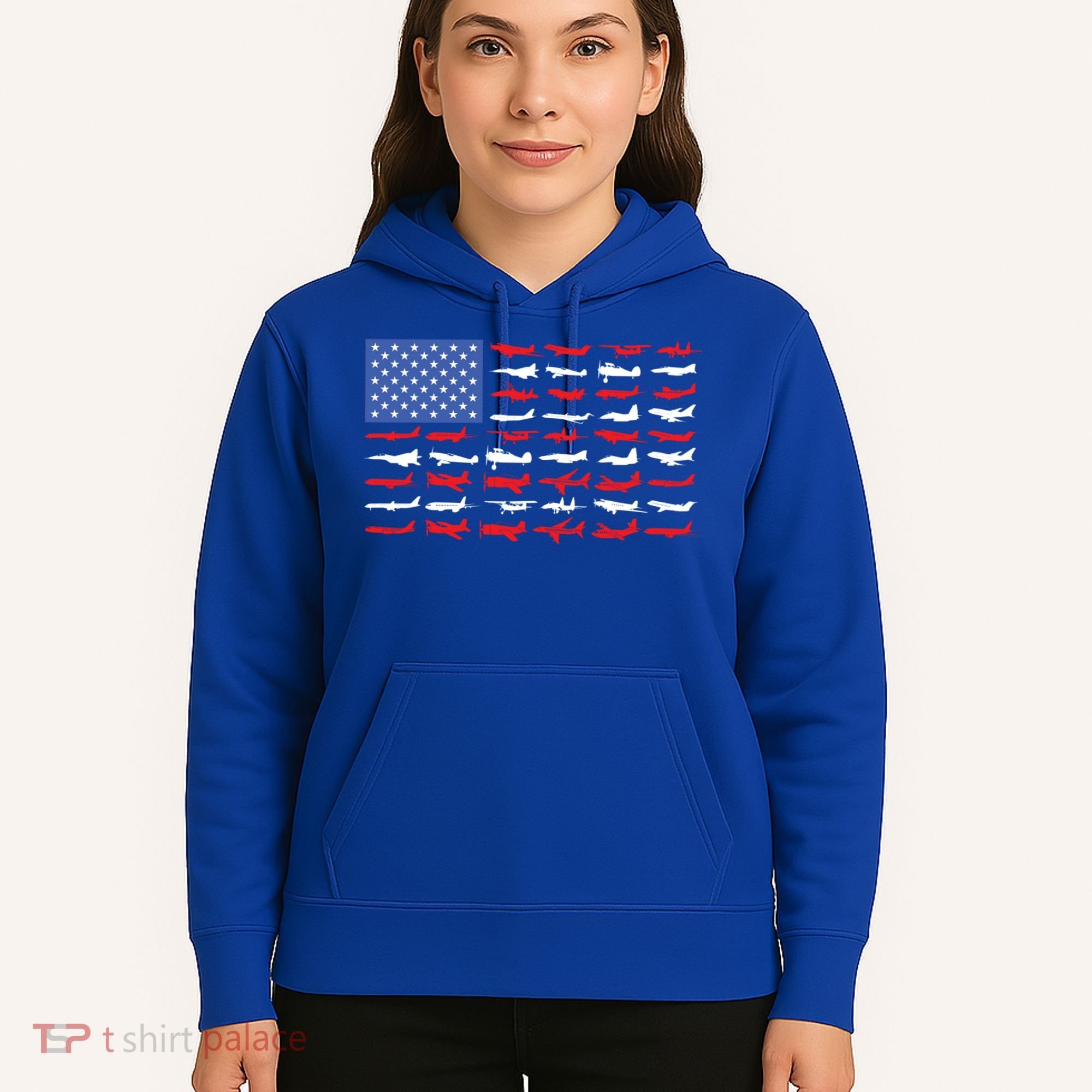 Pilot Airplane American Flag Plane Aviation Gift Hoodie