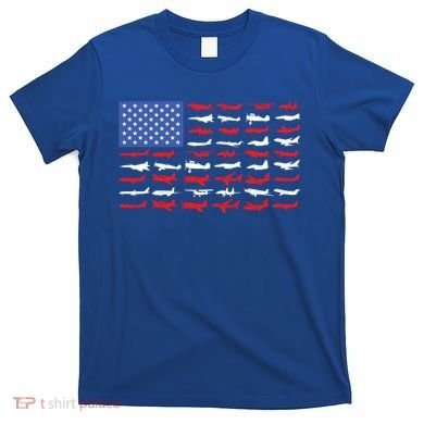 Pilot Airplane American Flag Plane Aviation Gift T-Shirt