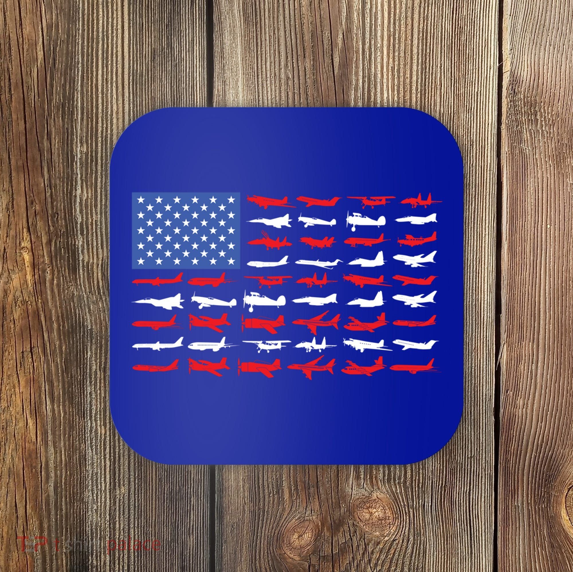 Pilot Airplane American Flag Plane Aviation Gift Coaster