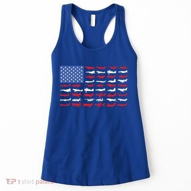 Pilot Airplane American Flag Plane Aviation Gift Women's Tank Top