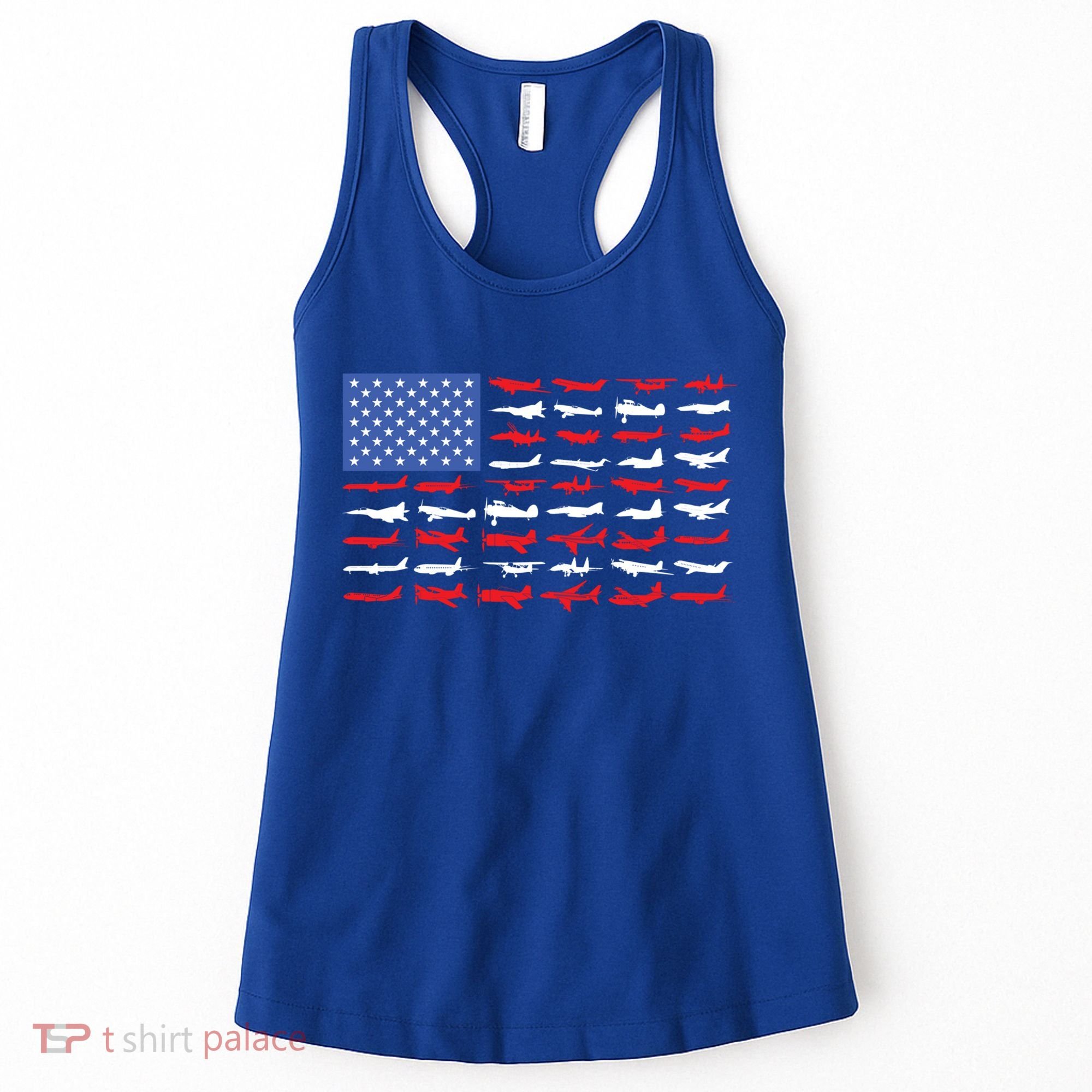 Pilot Airplane American Flag Plane Aviation Gift Women's Tank Top